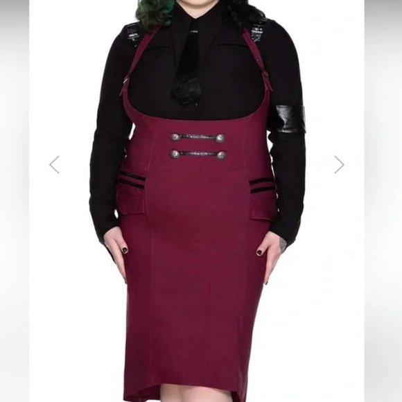 Killstar Darkwave Division Blood Midi Suspender Plus Size Skirt 3XL NWT - Picture 1 of 6